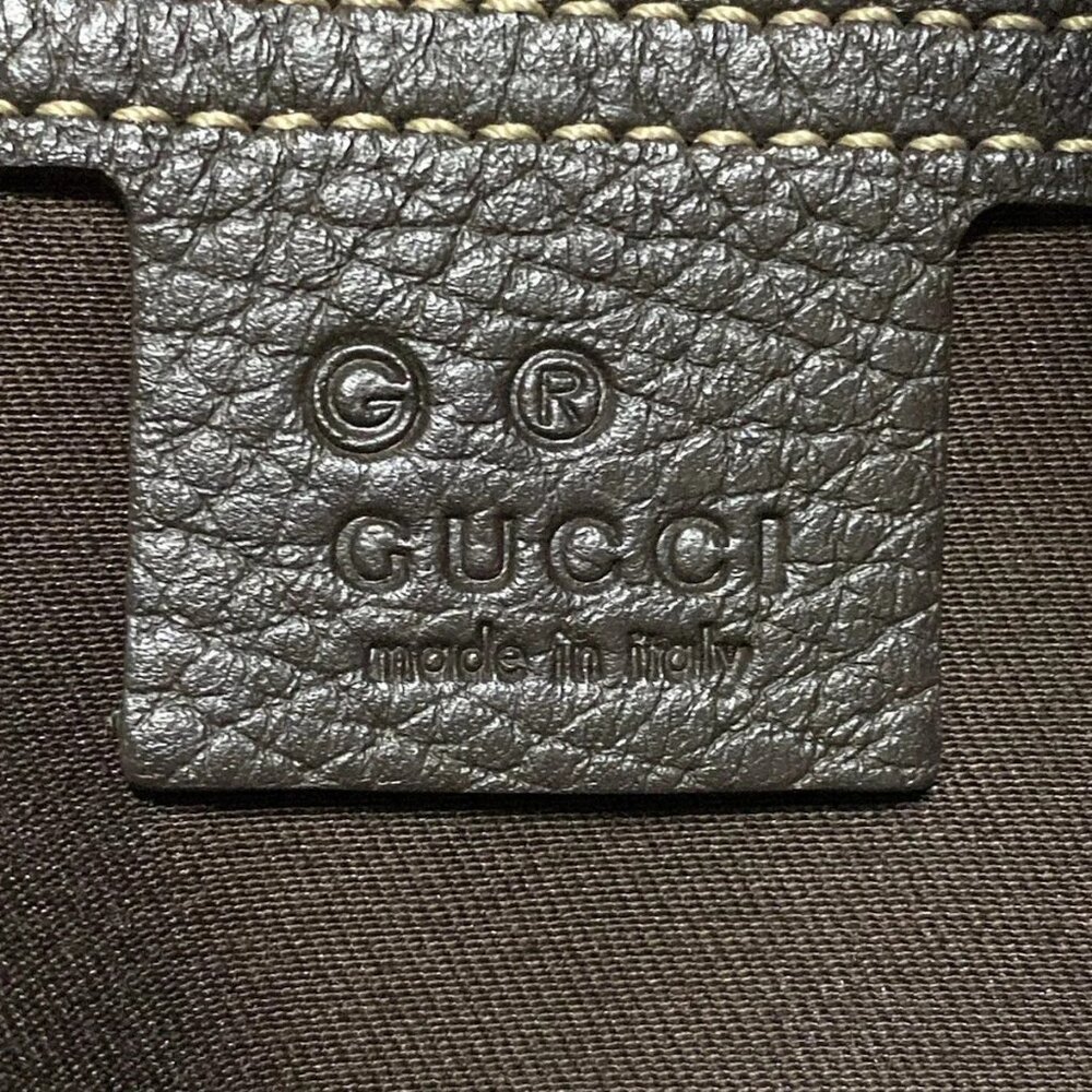 GUCCI Crystal GG 265696 Beige Dark Brown Coated Canvas Leather Tote Bag - Picture 8 of 8